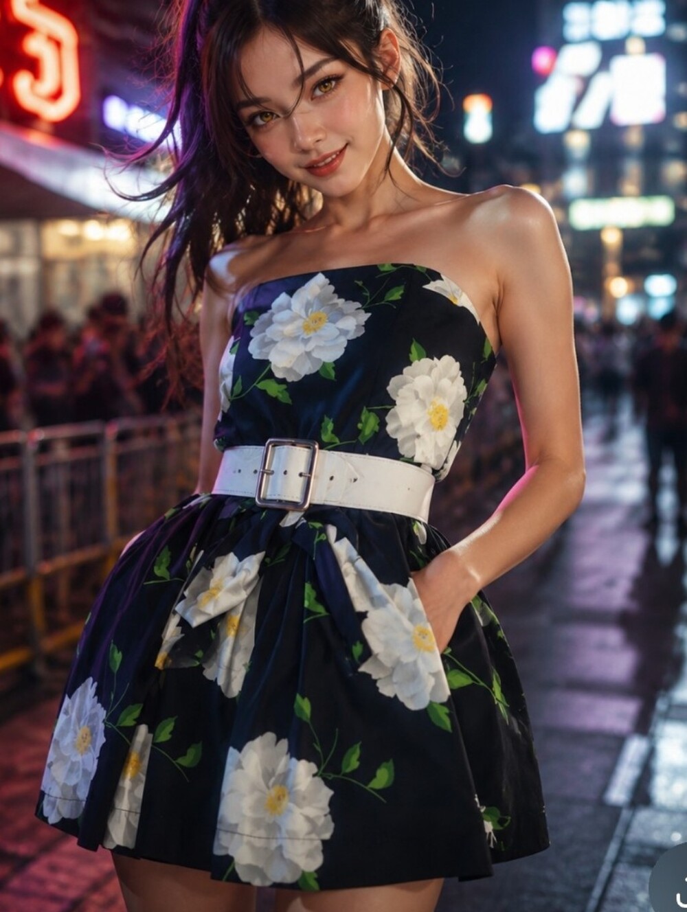 "Little Cutie" Abercrombie & Fitch Navy Floral Strapless Dress